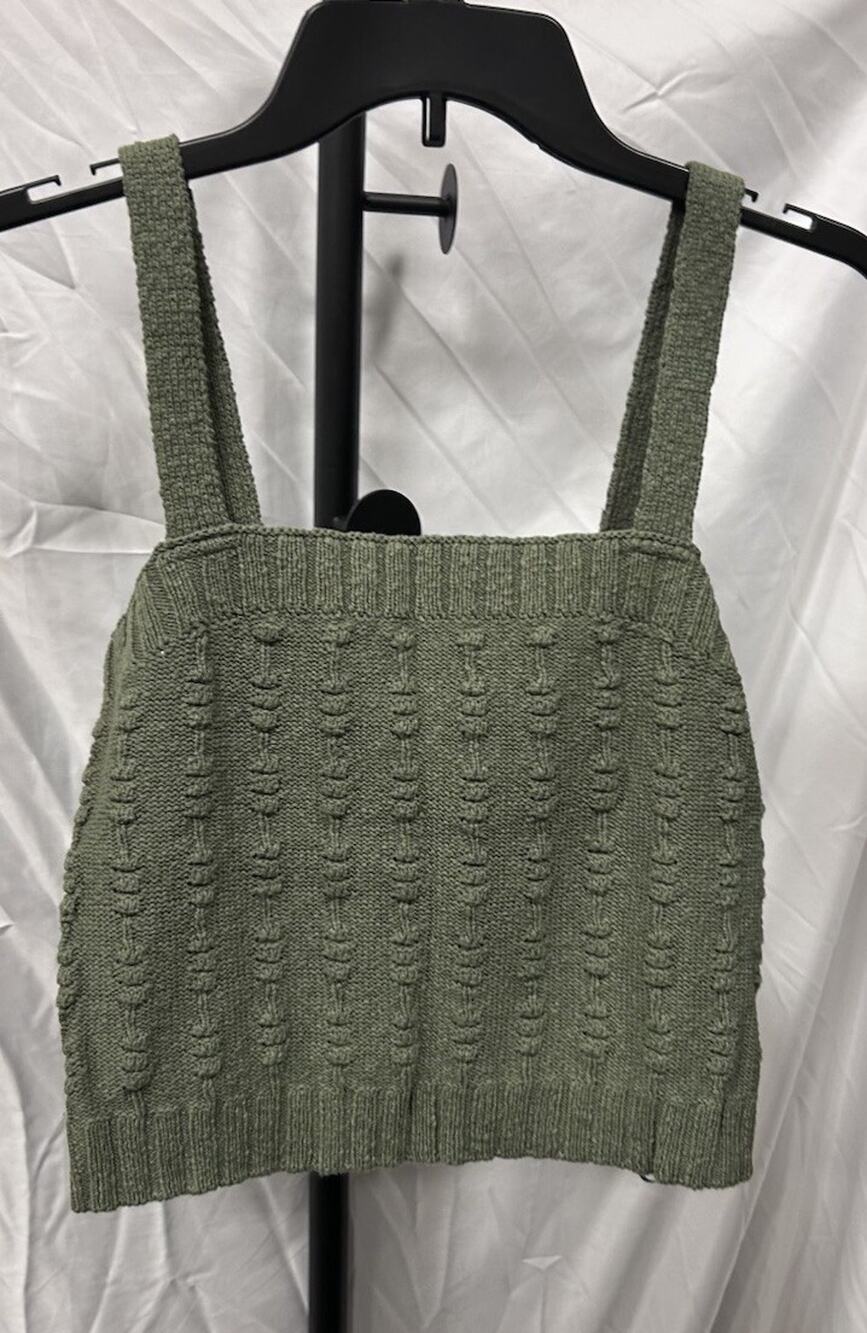 NEW Uncharted Threads Women's Green Knit Textured Cami Tank Crop Top Size M